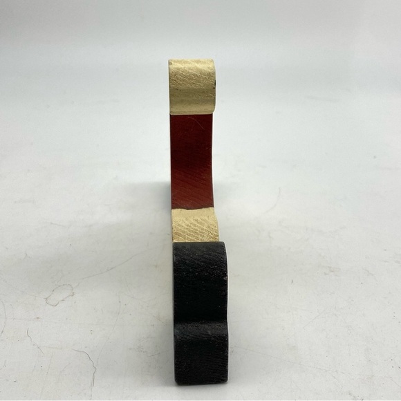 Vintage Christmas Shelf Plaque Santa Holding Dog Wooden Painted Rustic Farmhouse - Picture 3 of 10